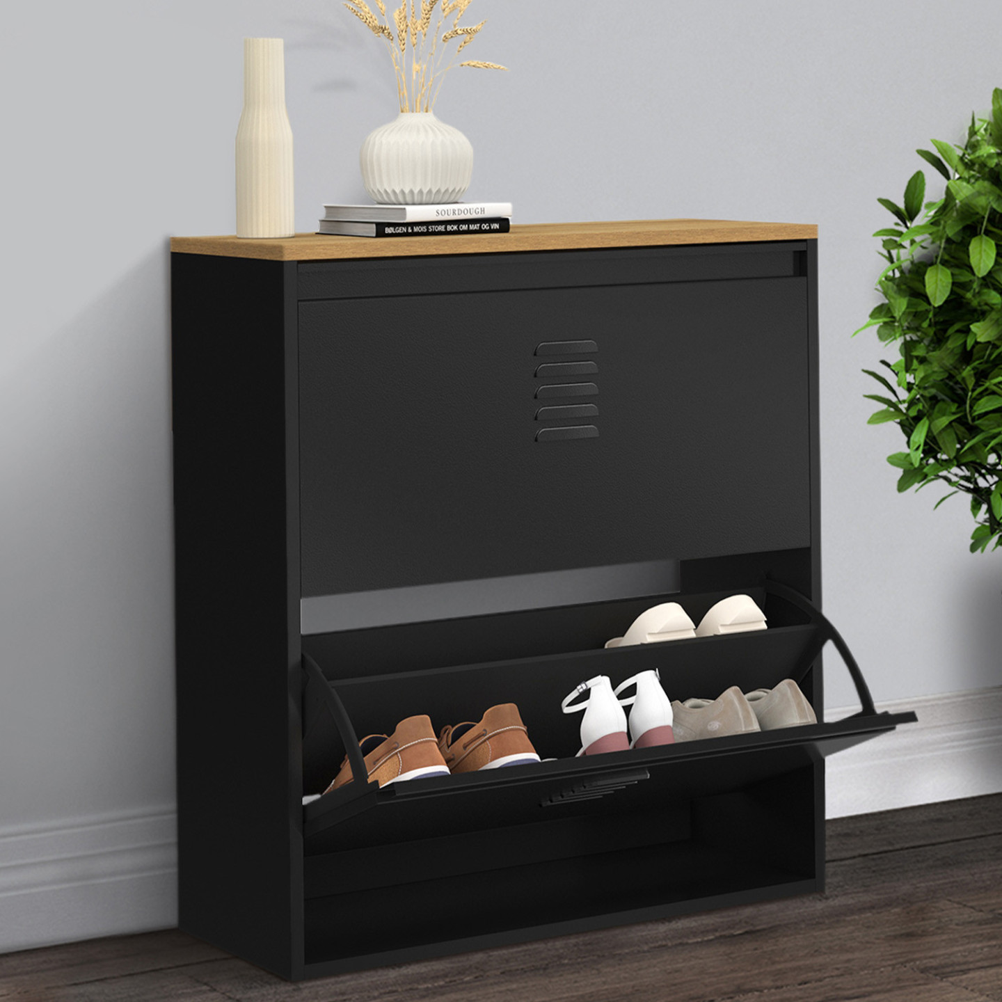 Scarpiera A 7 Ripiani Con Tenda Antipolvere – Struttura In Metallo E Ripiani In Stoffa, 58x26x110 Cm, Organizer Salvaspazio Per Ingresso E Ripostiglio