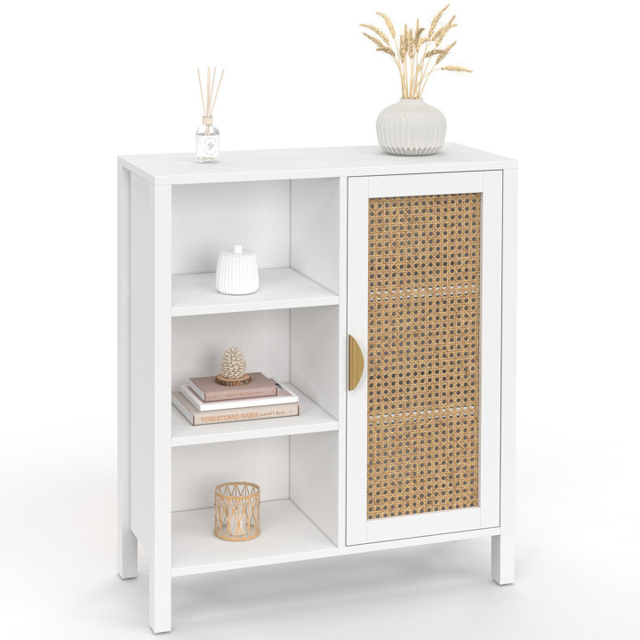 Credenza bianca con canna 3 ripiani e armadio 70 cm - EDHEN | ID Market