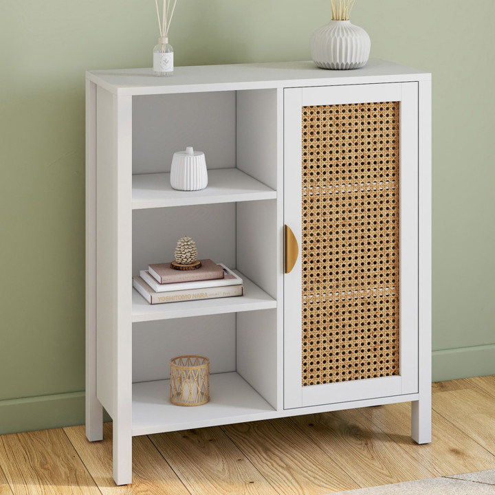 Credenza bianca con canna 3 ripiani e armadio 70 cm - EDHEN | ID Market
