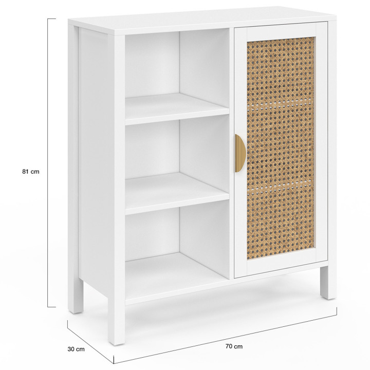 Credenza bianca con canna 3 ripiani e armadio 70 cm - EDHEN | ID Market