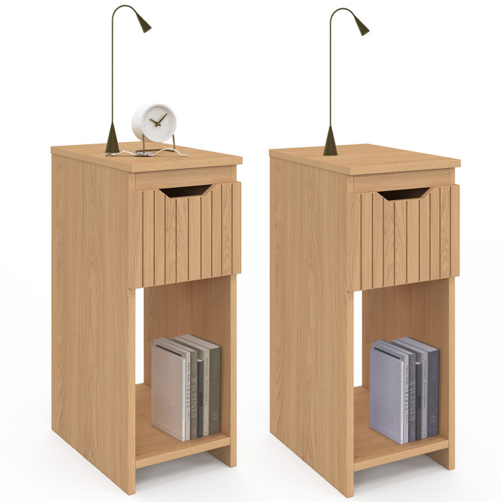 Comodini stretti con doghe ed effetto legno e 1 cassetto - ANOUK | IDMarket