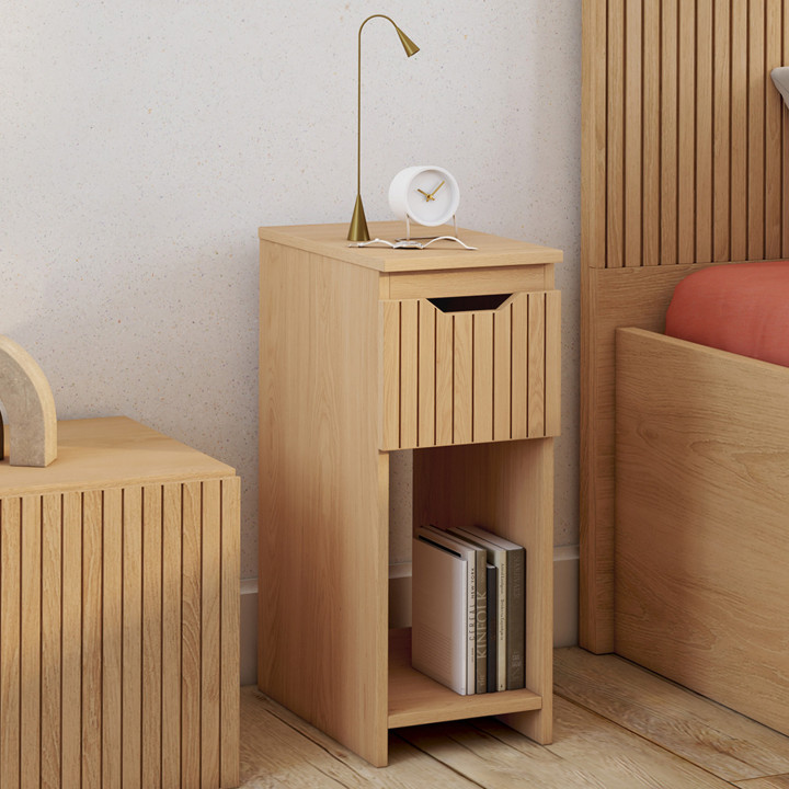 Comodini stretti con doghe ed effetto legno e 1 cassetto - ANOUK | IDMarket