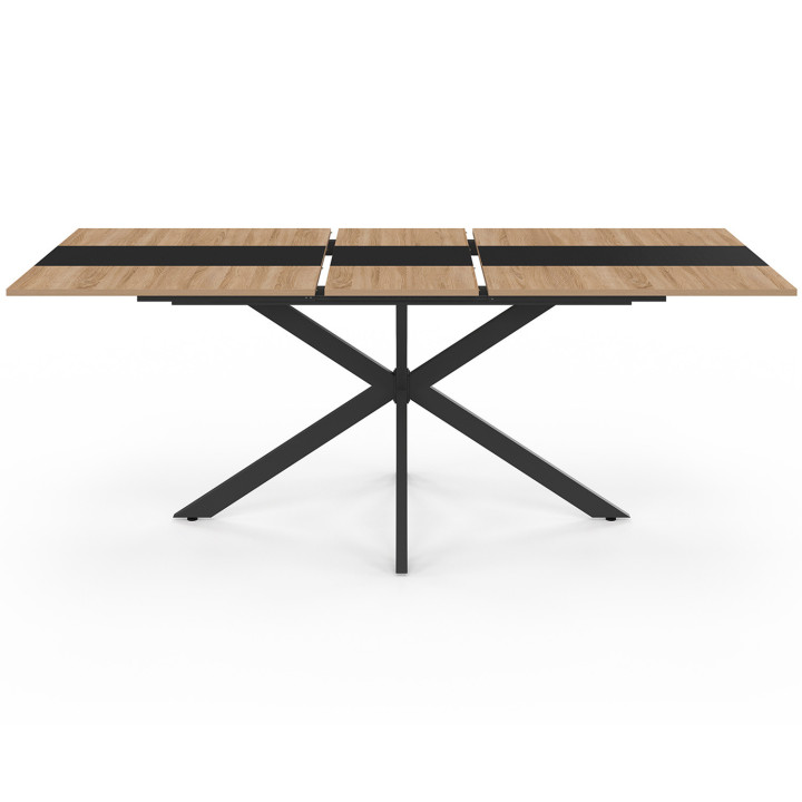 Tavolo da pranzo rettangolare allungabile 6-10 persone in legno e fascia centrale nera - ALIX | ID Market