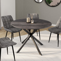 Tavolo da pranzo con piano effetto cemento 110 cm, gamba a ragno grigio antracite, 6 persone - JASPE | ID Market