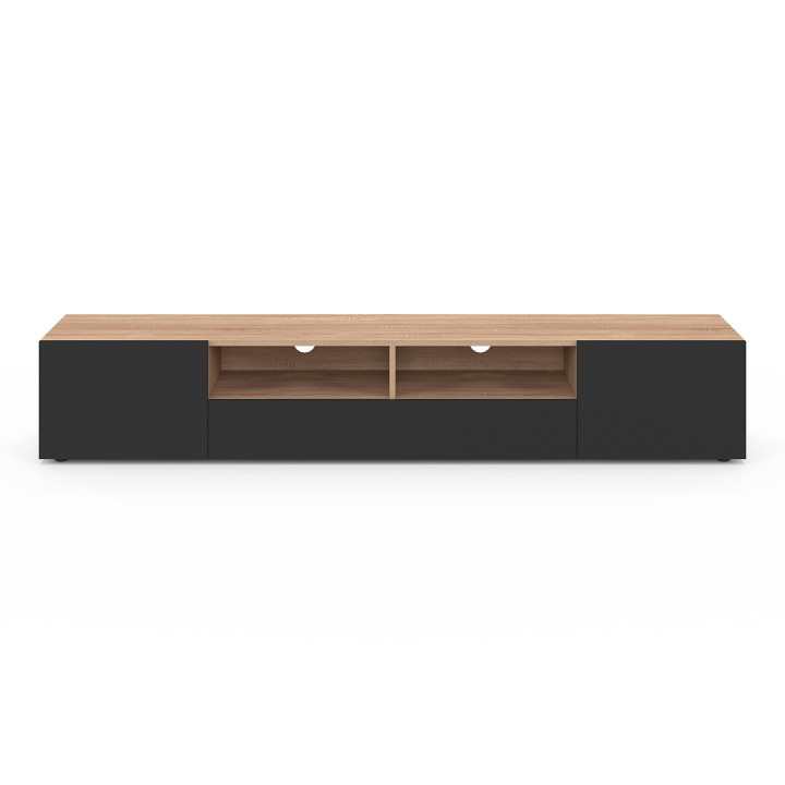 Mobile TV da 180 cm in legno di faggio con ante nere - ELI | ID Market