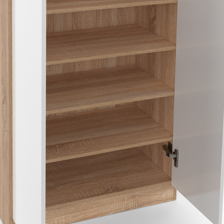 Scarpiera 18 paia 2 porte effetto legno e bianco- TOMI | ID Market