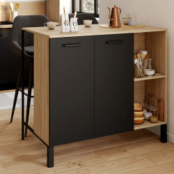 Tavolo bar ad isola da 100 cm con piano in legno nero e faggio - CINA | ID Market