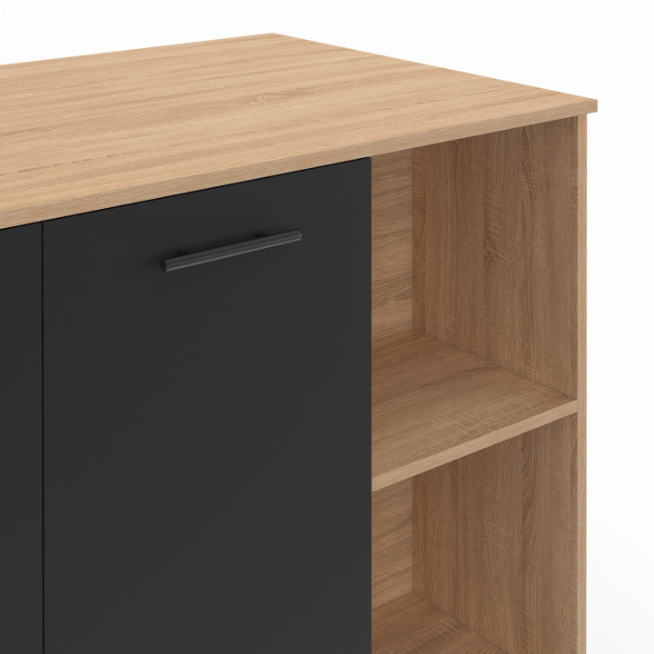Tavolo bar ad isola da 100 cm con piano in legno nero e faggio - CINA | ID Market