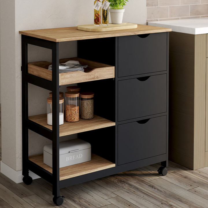 Credenza da cucina con 3 cestini e 1 vassoio estraibile - MUNA |ID Market