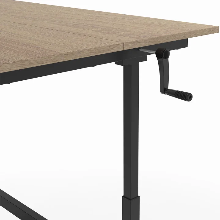 Scrivania dritta con manovella regolabile in altezza 70 - 120 cm in legno di faggio e nero - JEANNE | ID Market