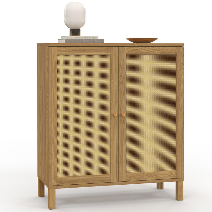 Credenza vintage a 2 ante, 70 cm effetto canna - HANAE | ID Market