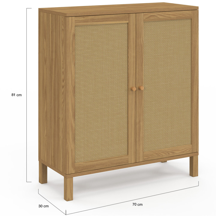 Credenza vintage a 2 ante, 70 cm effetto canna - HANAE | ID Market