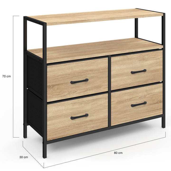 Cassettiera in tessuto a 4 cassetti, contenitore industriale - UTAH | ID Market