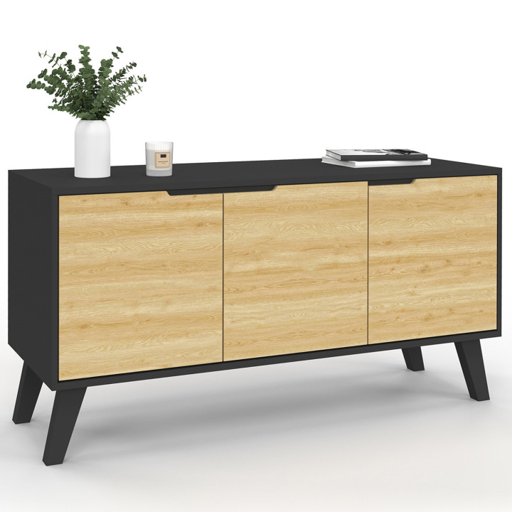 Credenza bassa scandinava, nera 113 cm - FINN | Zen Cart! IDMarket