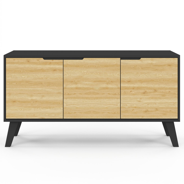 Credenza bassa scandinava, nera 113 cm - FINN | Zen Cart! IDMarket