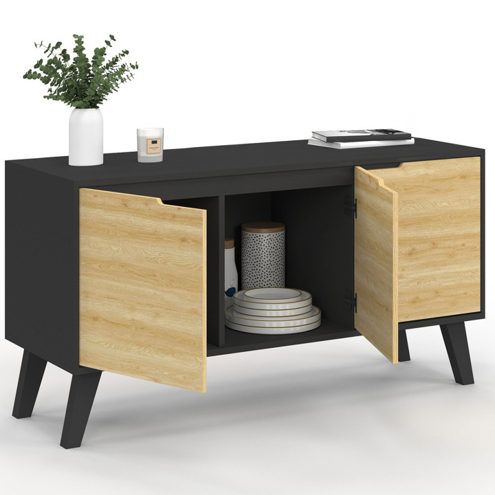 Credenza bassa scandinava, nera 113 cm - FINN | Zen Cart! IDMarket