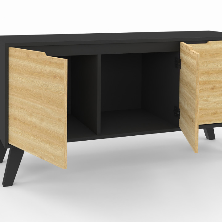 Credenza bassa scandinava, nera 113 cm - FINN | Zen Cart! IDMarket