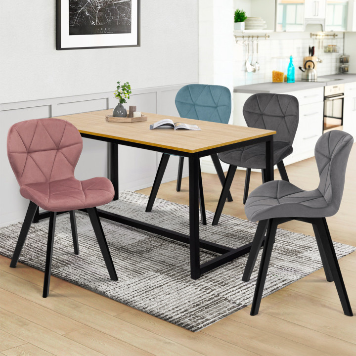 Set di 4 sedie in velluto pastello blu, grigio, rosa - ROBINE | ID Market