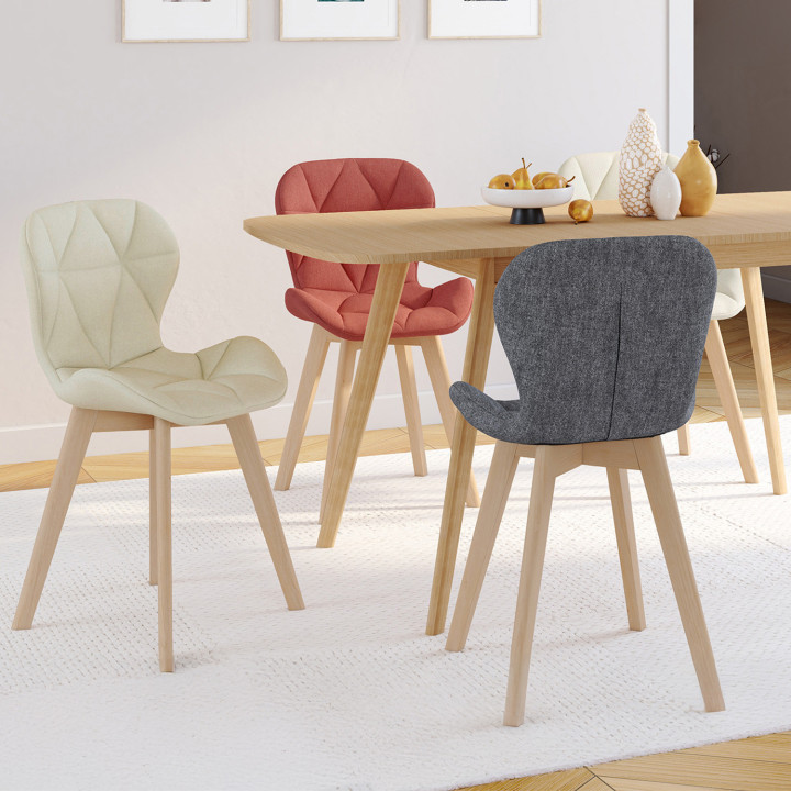 Sedie trapuntate in tessuto misto grigio scuro, terracotta e beige x2 - ROBINE | ID Market