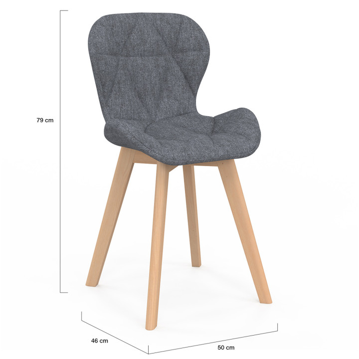 Sedie trapuntate in tessuto misto grigio scuro, terracotta e beige x2 - ROBINE | ID Market