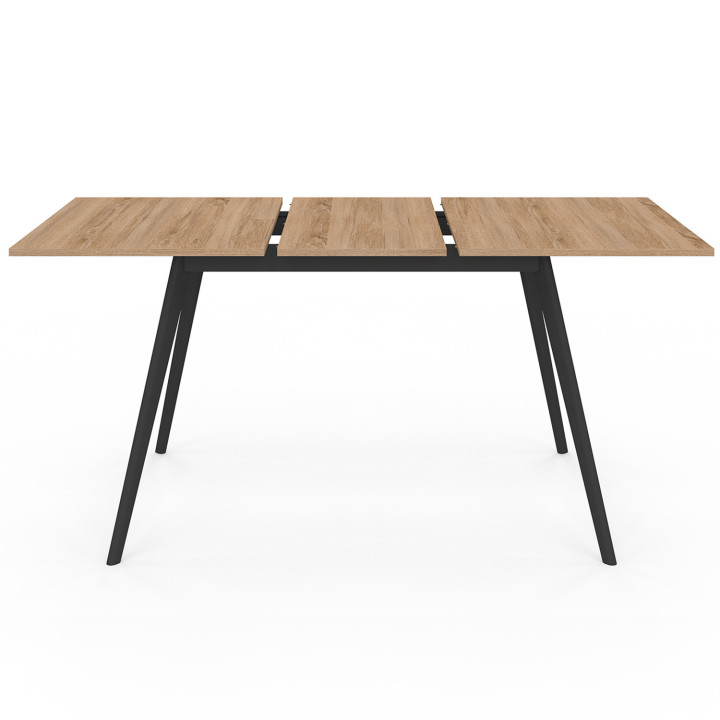 Tavolo scandinavo allungabile con piano in legno e gambe nere economiche - INGA | ID Market