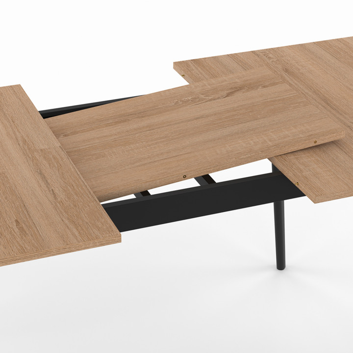 Tavolo scandinavo allungabile con piano in legno e gambe nere economiche - INGA | ID Market