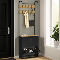 Guardaroba d'ingresso con scarpiera a 2 ante in metallo nero - ESTER | ID Market