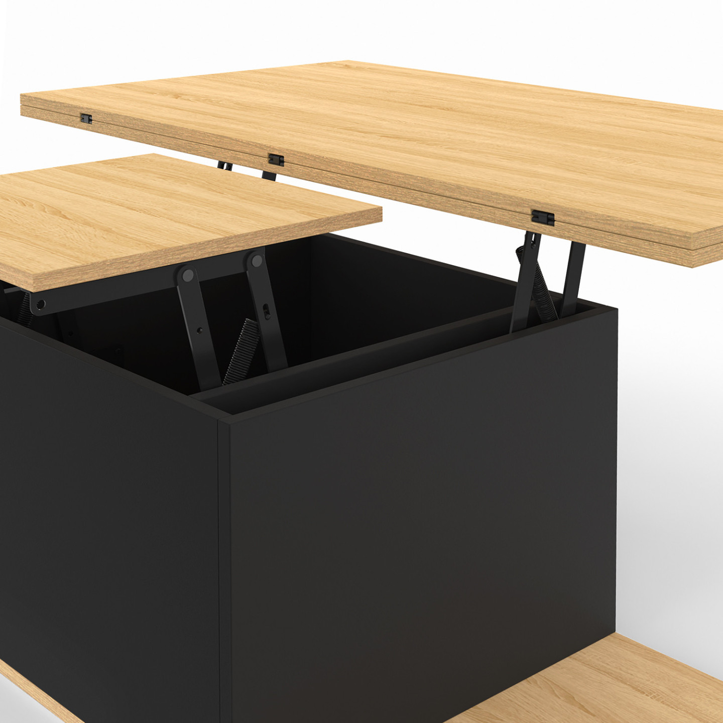 IDMarket - Tavolo da pranzo rettangolare allungabile EDEN 8-12 persone legno e nero 200-250 cm