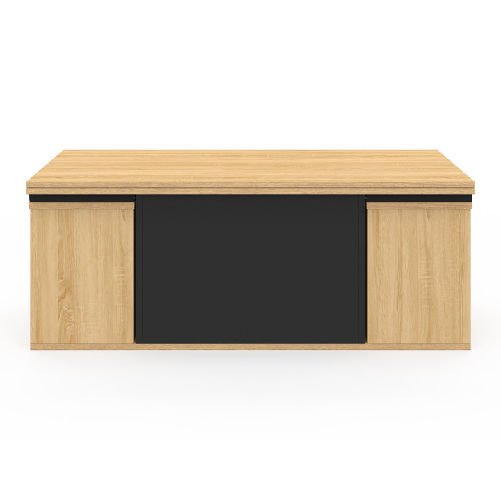 Tavolino rettangolare in legno e nero trasformabile in tavolo da pranzo con poggiapiedi - EDEN | ID Market