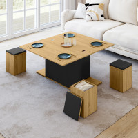 IDMarket - Tavolo da pranzo rettangolare allungabile EDEN 6-10 persone in cemento e bianco 160-200 cm