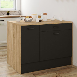 Isola centrale in legno e nero con grande capacità di stoccaggio - LIO | ID Market