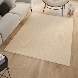 Tappeto rettangolare per interni con motivo circolare beige 160 x 220 cm - JADA | ID Market