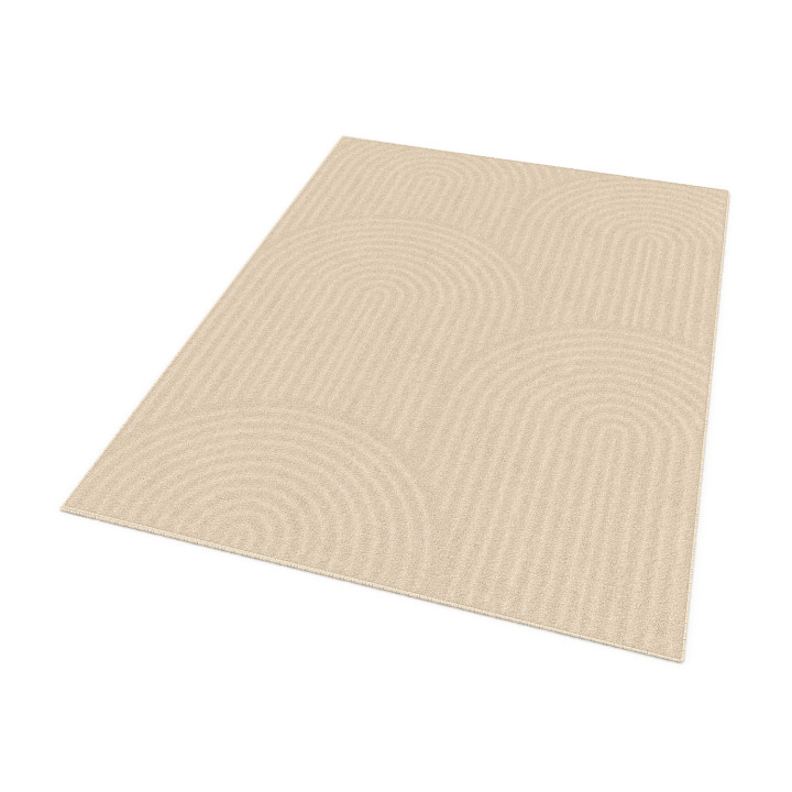 Tappeto rettangolare per interni con motivo circolare beige 160 x 220 cm - JADA | ID Market