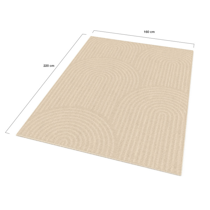 Tappeto rettangolare per interni con motivo circolare beige 160 x 220 cm - JADA | ID Market