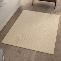 Tappeto rettangolare per interni con motivo circolare beige 120 x 170 cm - JADA | ID Market