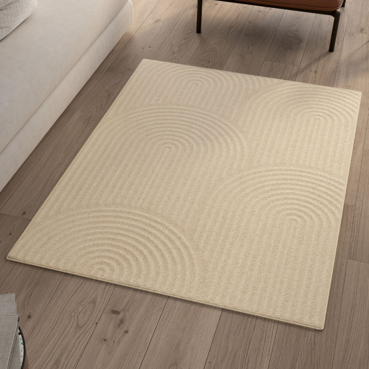 Tappeto rettangolare per interni con motivo circolare beige 120 x 170 cm - JADA | ID Market
