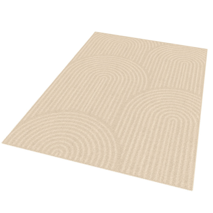 Tappeto rettangolare per interni con motivo circolare beige 120 x 170 cm - JADA | ID Market