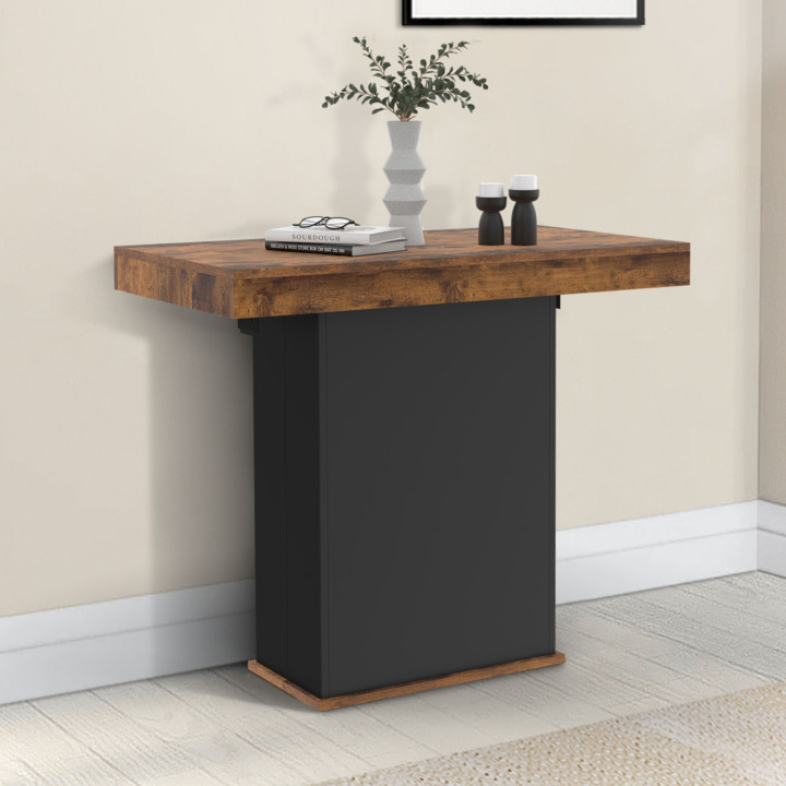 Consolle allungabile, 10 persone, 235 cm, legno effetto invecchiato e nero - EDEN | ID Market