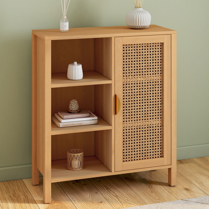 Credenza in canna con 3 ripiani e armadio 70 cm - EDHEN | ID Market