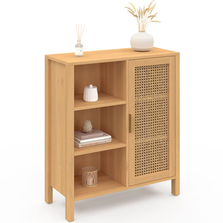 Credenza in canna con 3 ripiani e armadio 70 cm - EDHEN | ID Market