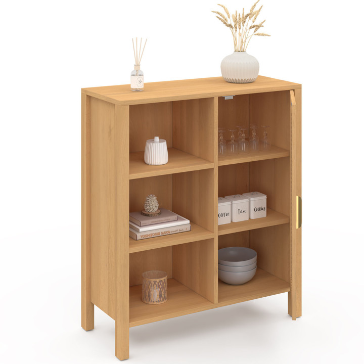 Credenza in canna con 3 ripiani e armadio 70 cm - EDHEN | ID Market