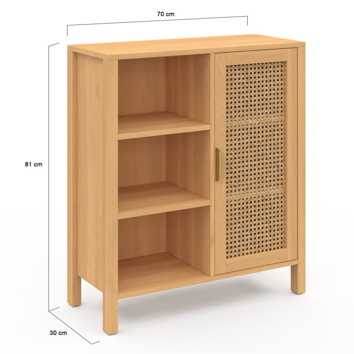 Credenza in canna con 3 ripiani e armadio 70 cm - EDHEN | ID Market