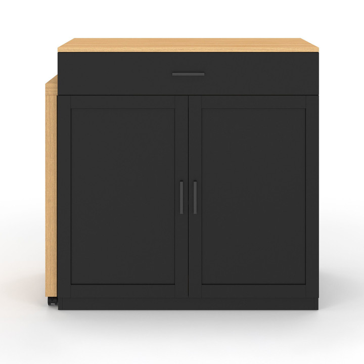 Isola centrale in legno e nero con tavolo da pranzo allungabile - VITO | IDMarket