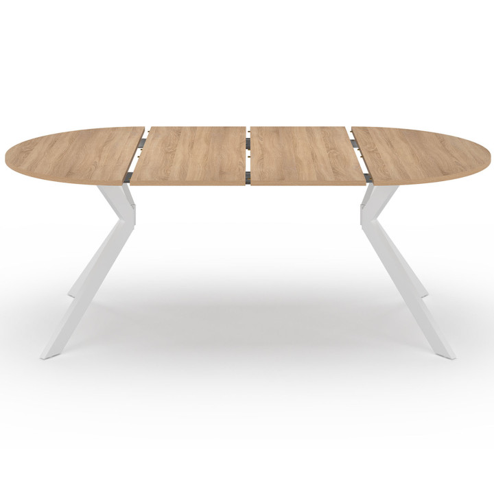 Tavolo da pranzo rotondo allungabile per 4-10 persone, legno e gambe a ragno bianche 110 - 200 cm - ALIX | ID Market