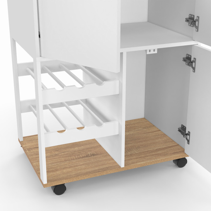 Credenza in legno e bianco con armadi e portabottiglie - COSY | ID Market
