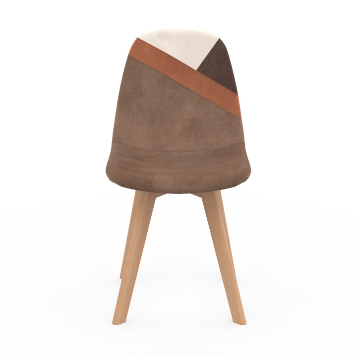 6 sedie scandinave beige, bianche e patchwork di velluto - SARA | ID Market