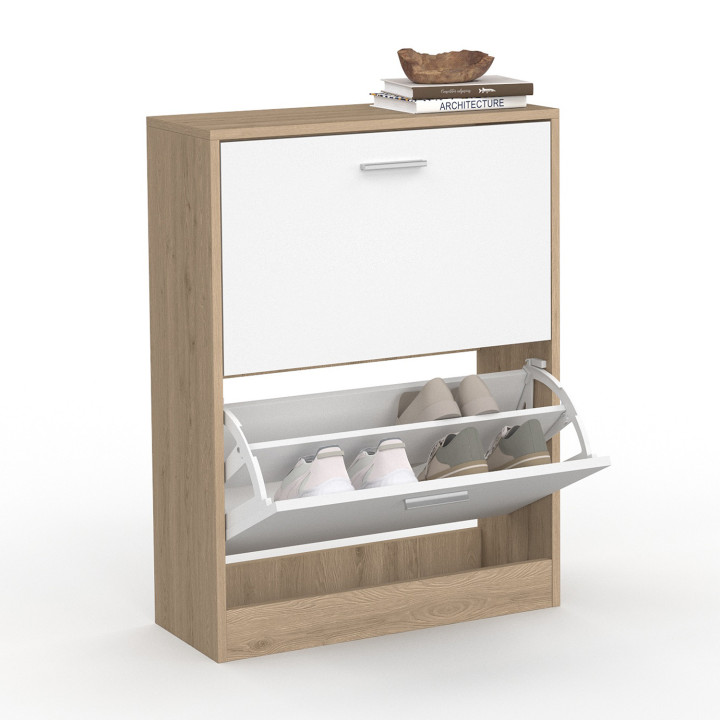 A buon mercato la scarpiera a 2 ante in finto faggio e bianco | ID Market