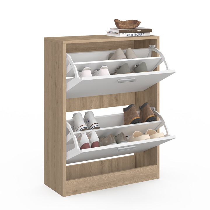 A buon mercato la scarpiera a 2 ante in finto faggio e bianco | ID Market