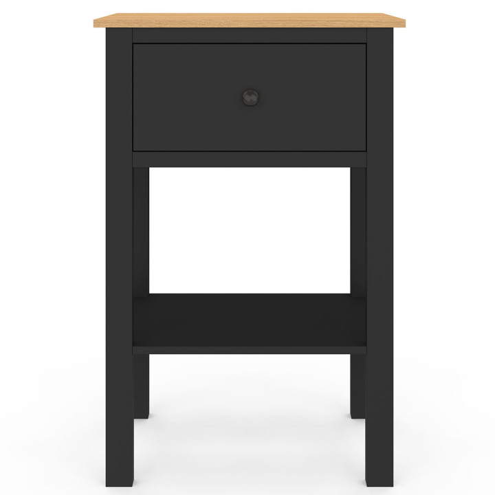 Comodini neri e in legno con 1 cassetto e 1 ripiano - ACHILLE | Il mondo dei comodini IDMarket