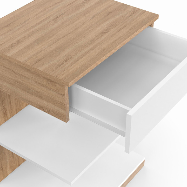 Comodini con un cassetto e due ripiani, faggio e bianco - TOMI | Zen Cart! IDMarket